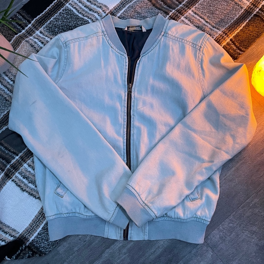 Light Washed Denim Bomber Jacket
